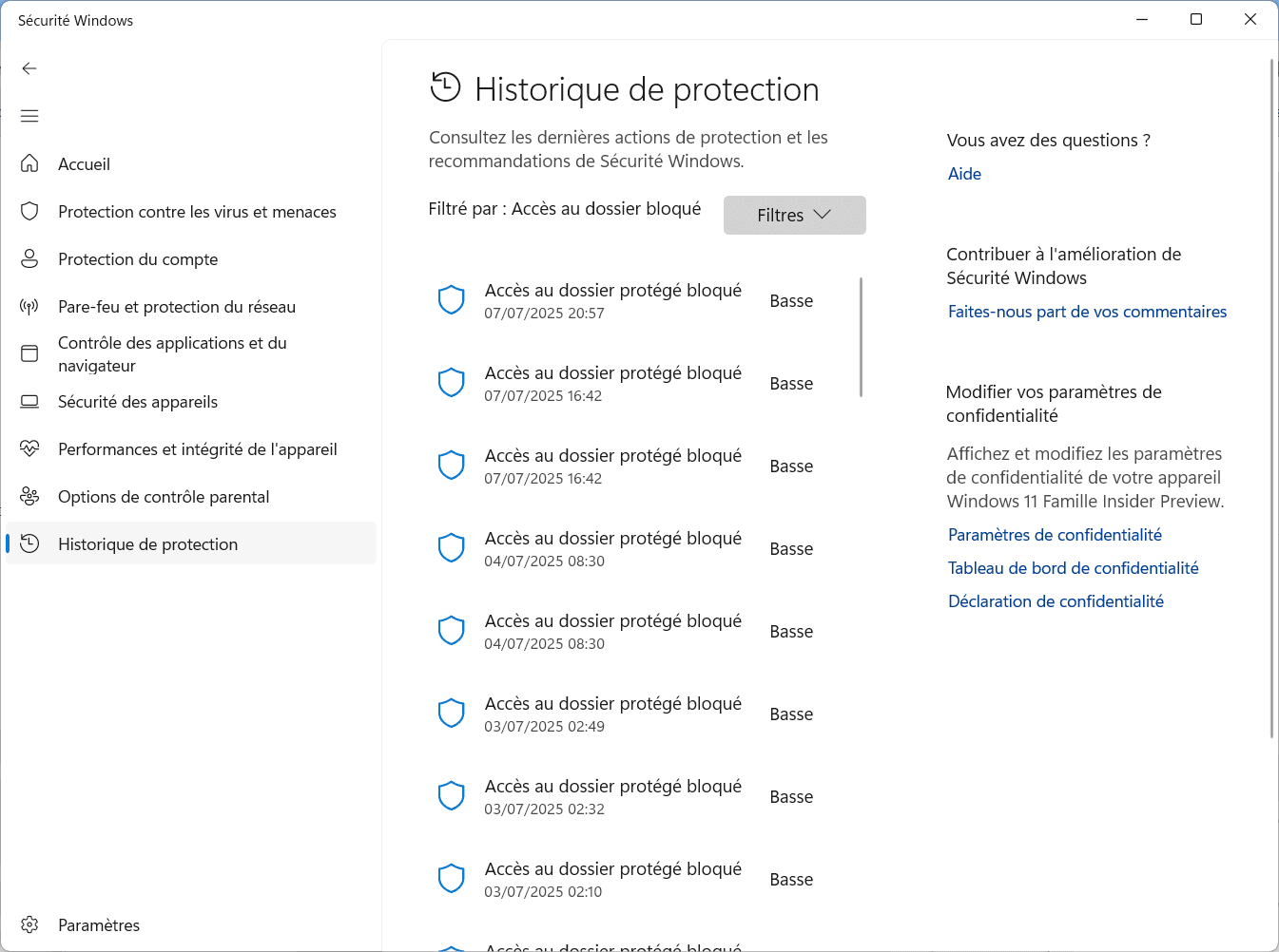 Consulter l’historique de protection : surveillez les tentatives bloquées