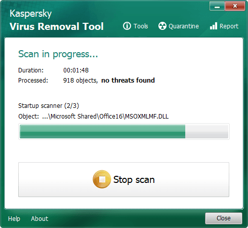 Kaspersky Virus Removal Tool  l’outil gratuit pour éliminer les infections tenaces.
