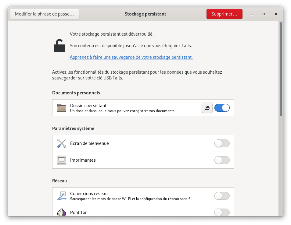 LUKS Encrypted Persistent Storage in Tails OS