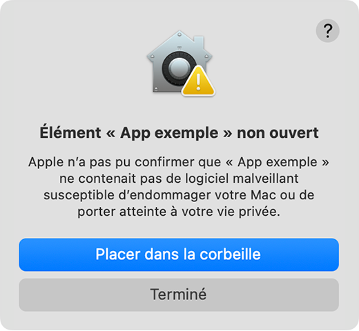 Gatekeeper bloque l&rsquo;ouverture d&rsquo;une application lorsque macOS ne peut pas v&eacute;rifier son d&eacute;veloppeur ou rechercher des logiciels malveillants connus.