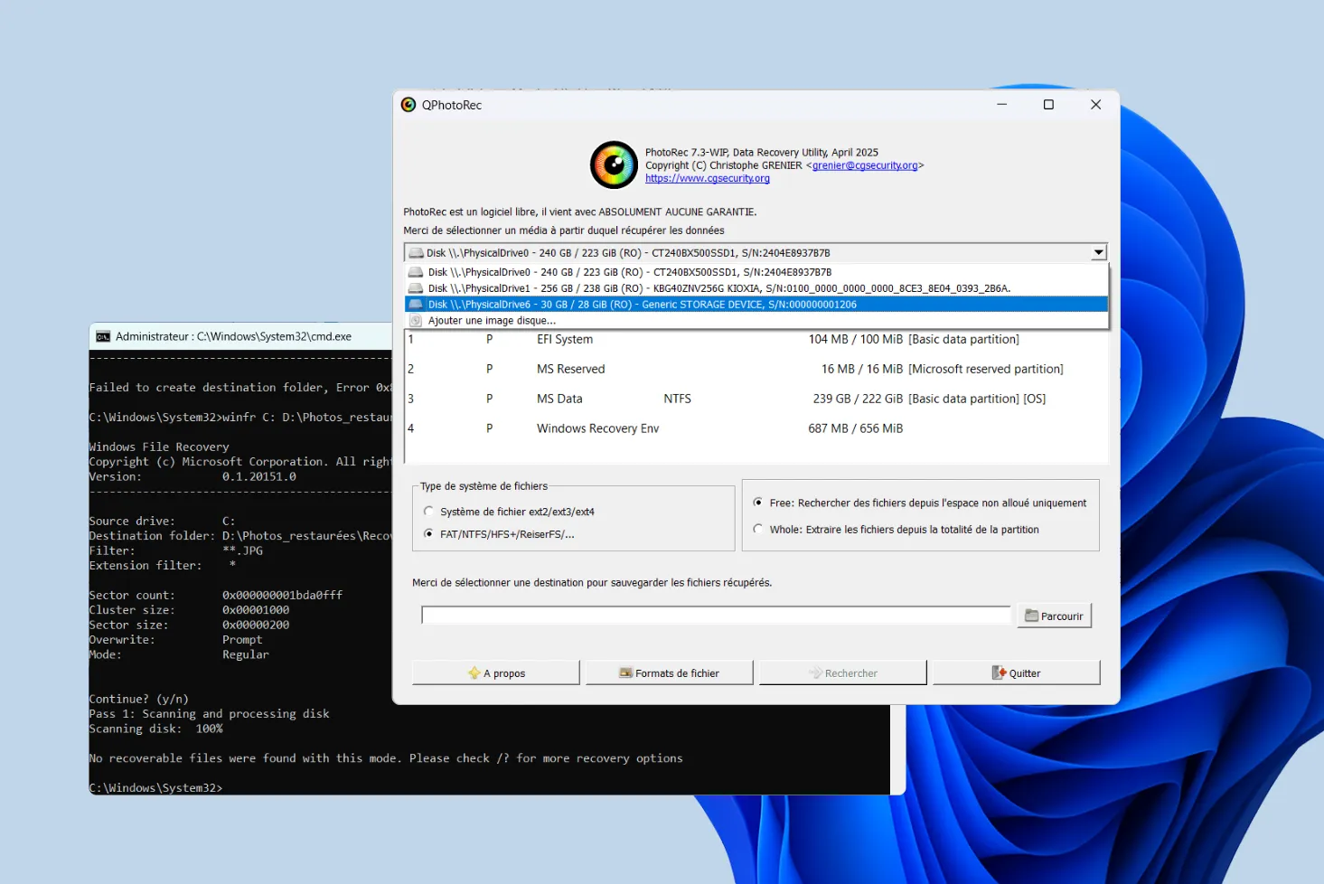 Les meilleurs logiciels de récupération de données gratuits pour Windows