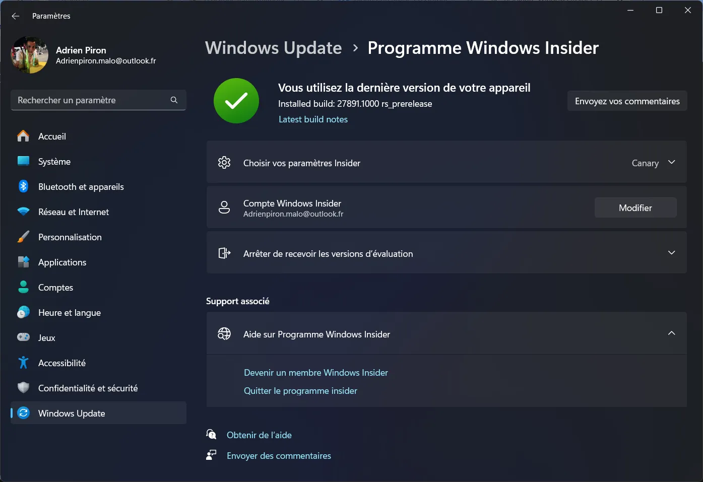 Les plus audacieux sont sur le canal Windows Insider Canary