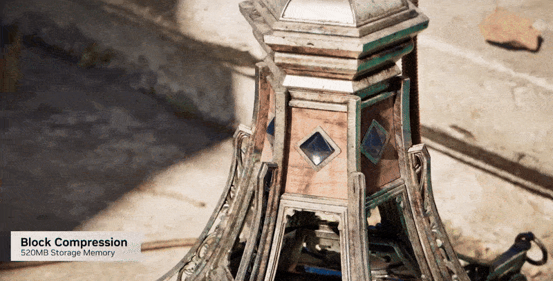 Zorah scene showing neural texture compression in use.