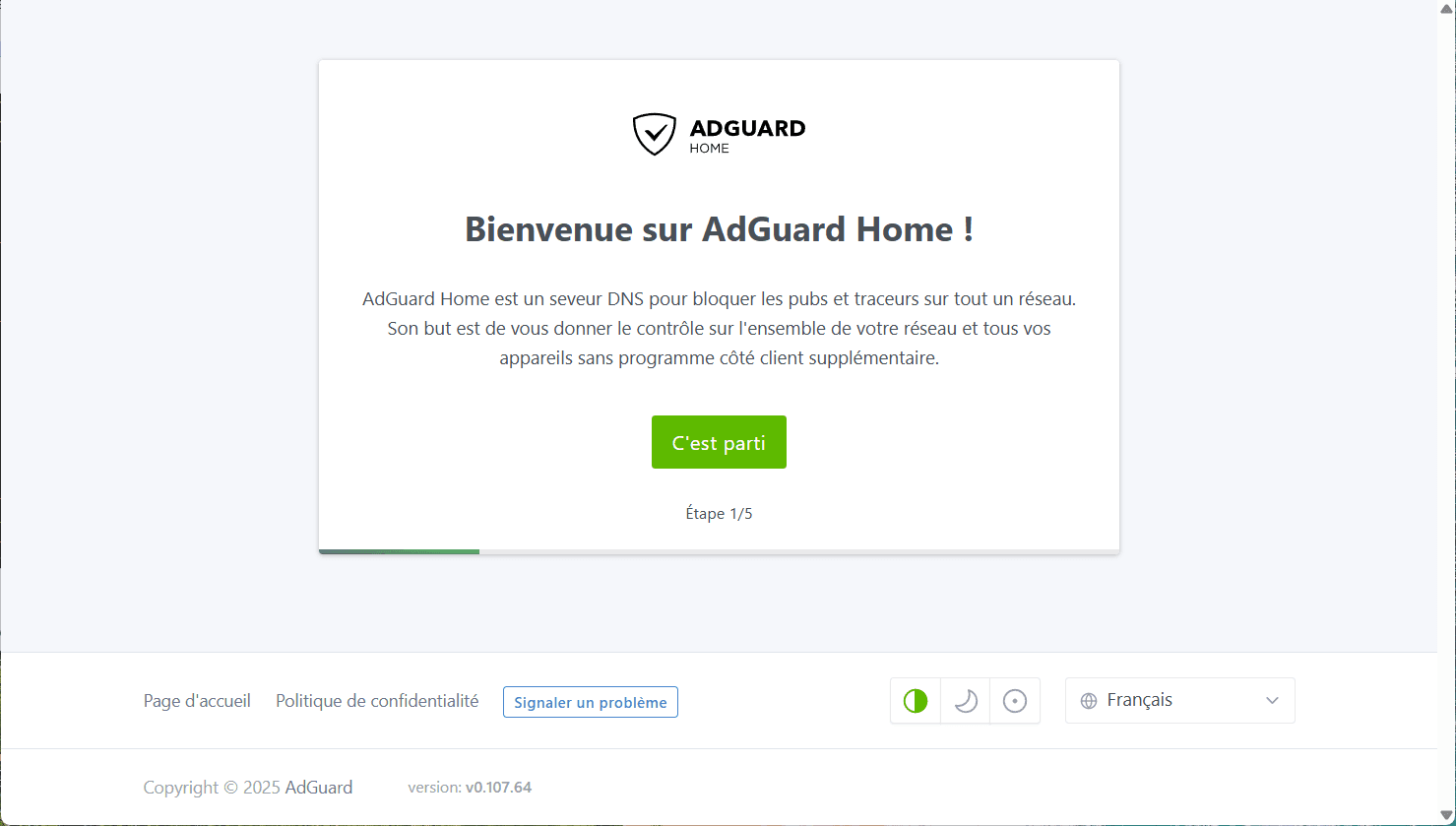 Configuration initiale via l’interface web AdGuard Home