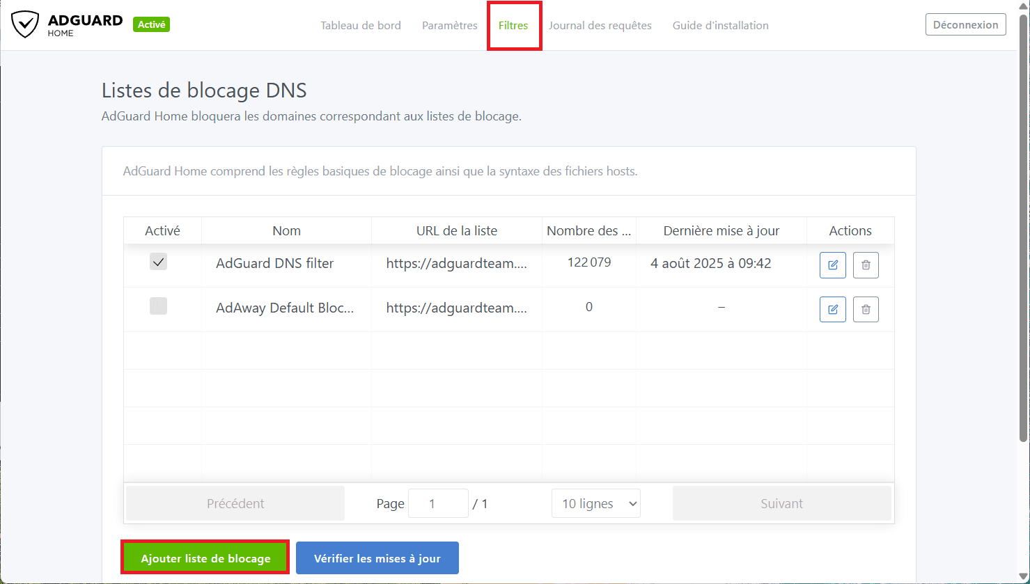 liste de blocage DNS AdGuard Home