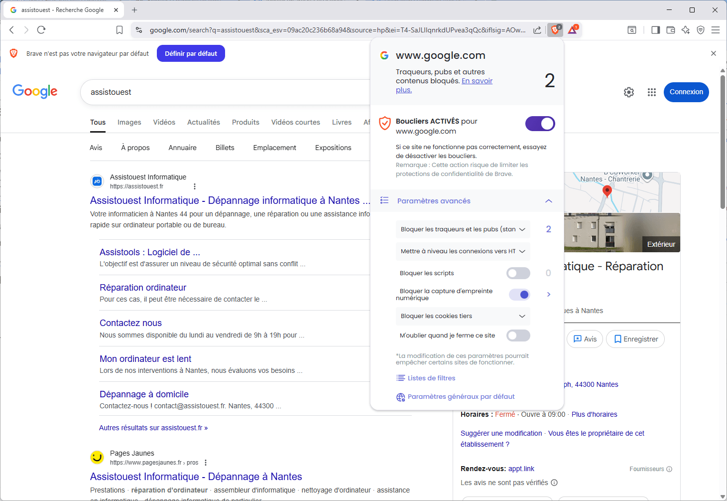 Brave Browser bloqueur de publicités depuis le navigateur web