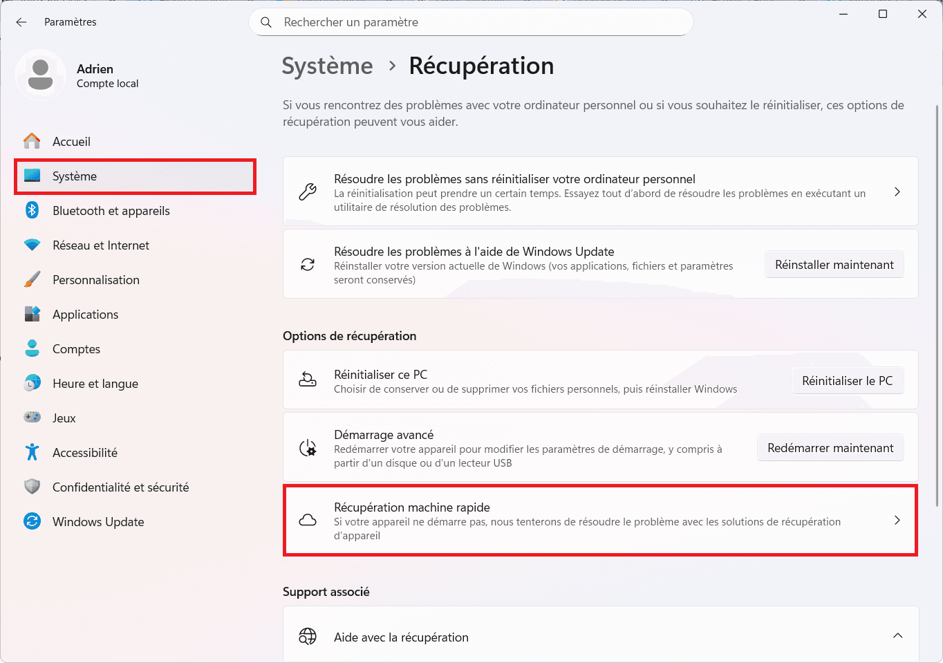 enable Quick Machine Recovery on Windows 11