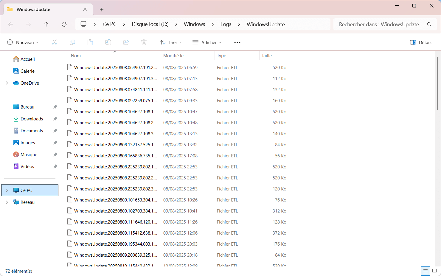 Où sont stockés les journaux Windows Update ?