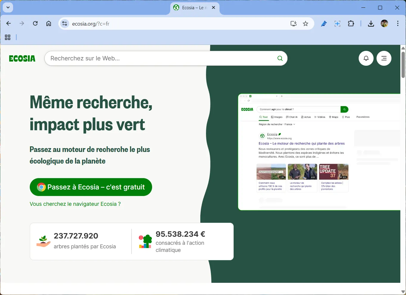 Ecosia le moteur de recherche qui plante des arbres
