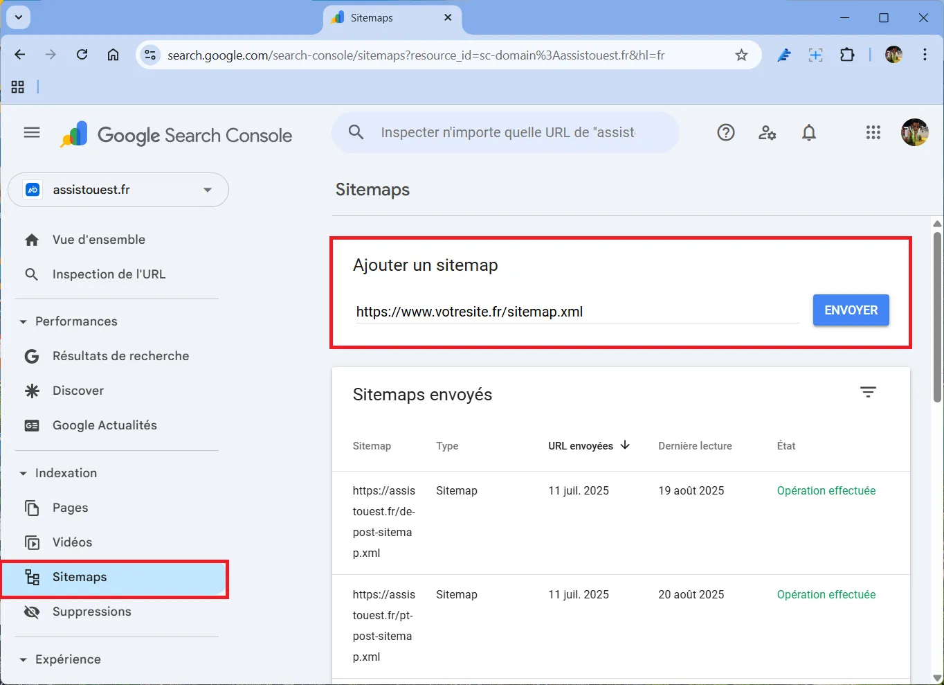 Soumettre son sitemap dans la Google Search Console