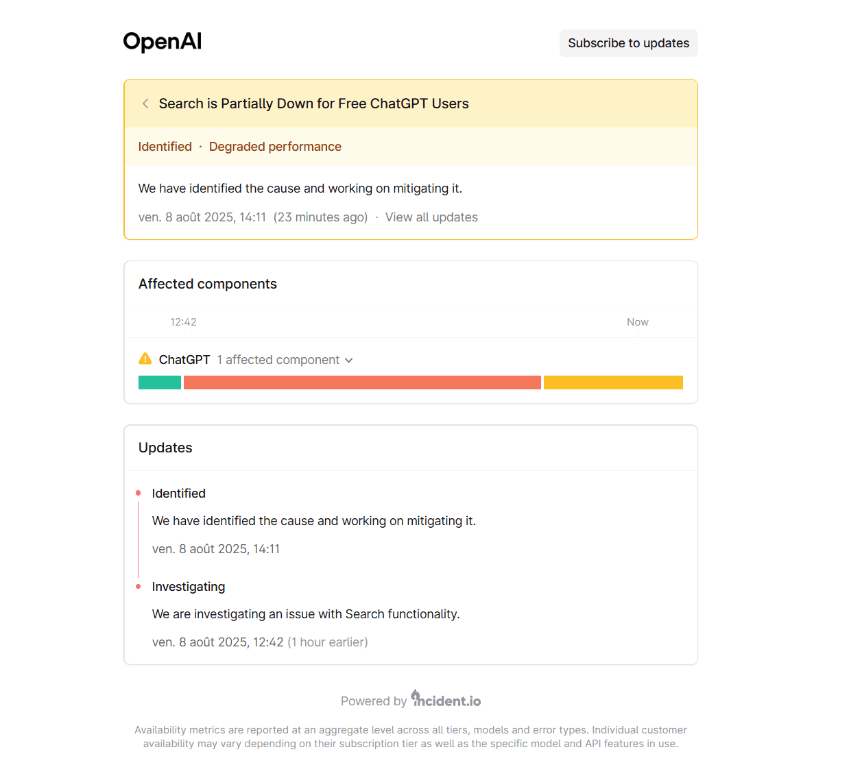 Panne partielle de GPT-5 : la recherche indisponible pour certains utilisateurs gratuits