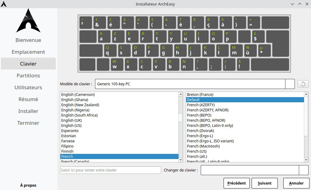 Configurer le clavier