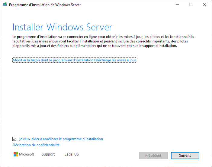Installeur Windows Server affiché via Flyoobe migration Windows 11
