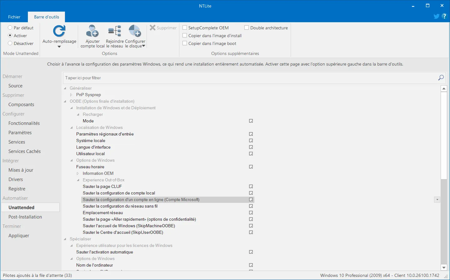 Automatiser (Unattended, Post-Installation) pour simplifier l’installation de Windows