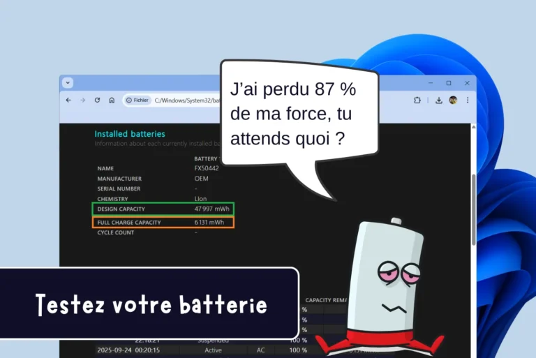 Comment tester l’état de la batterie d’un PC portable sous Windows ?