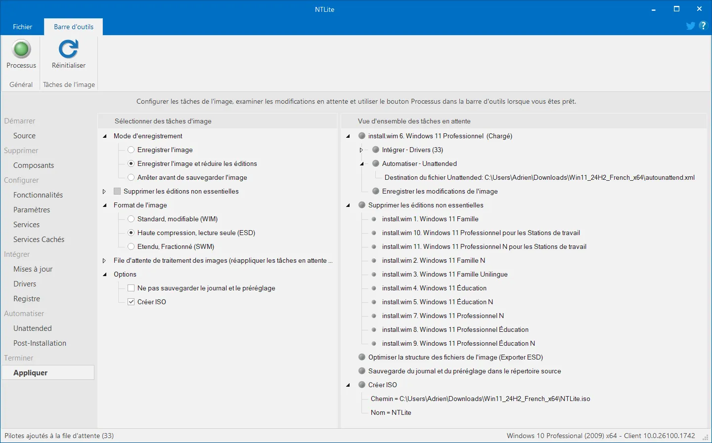 Créer et sauvegarder votre ISO Windows 11 modifié avec NTLite