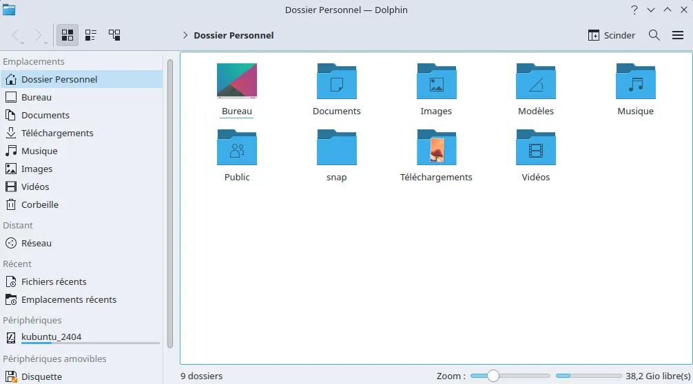 Le gestionnaire de fichiers Dolphin