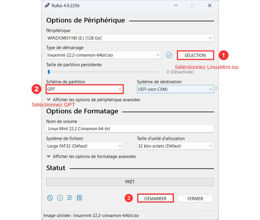 Séléctionnez linuxmint.iso