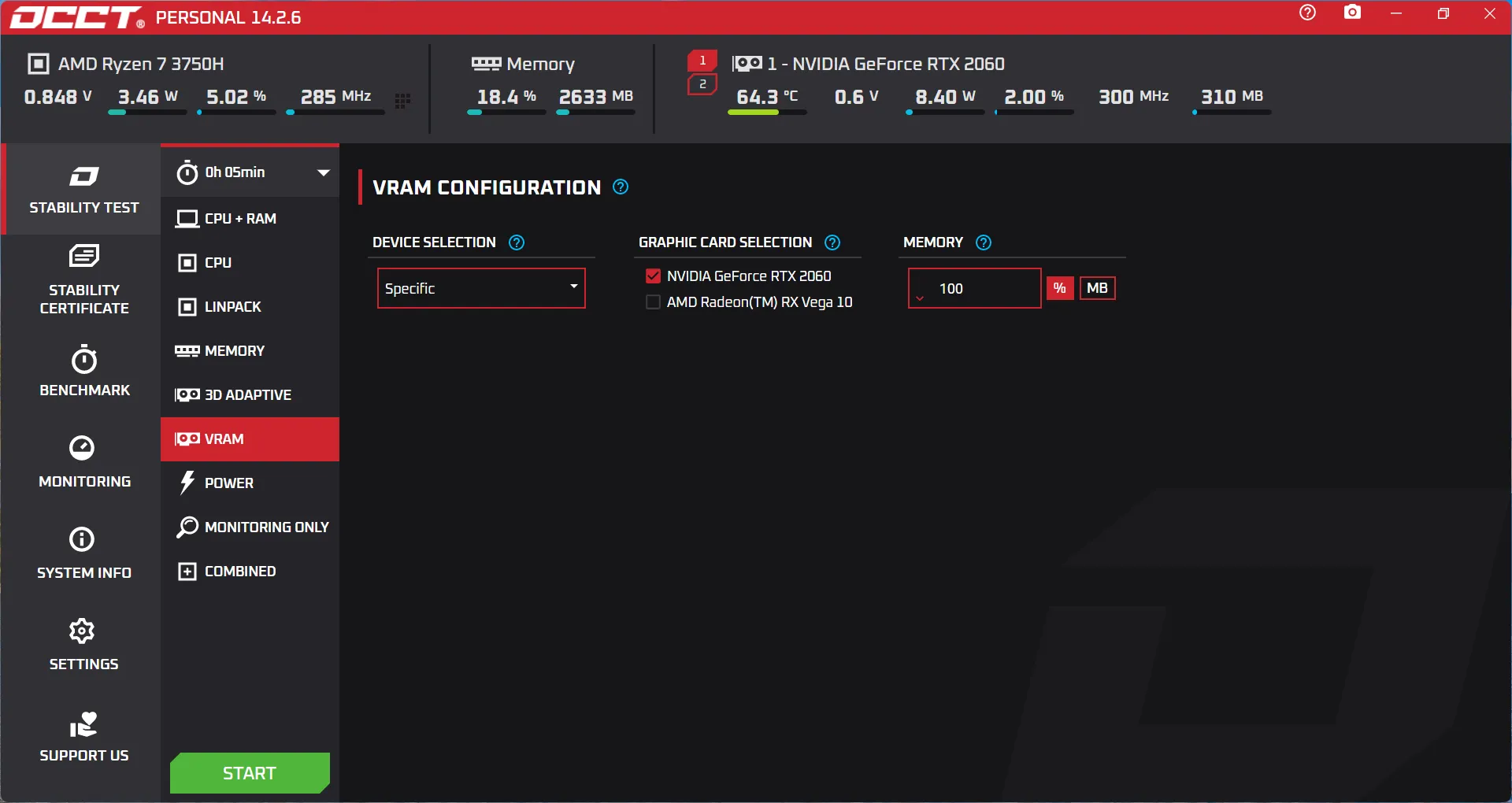 Tester la carte graphique et la mémoire vidéo (VRAM)