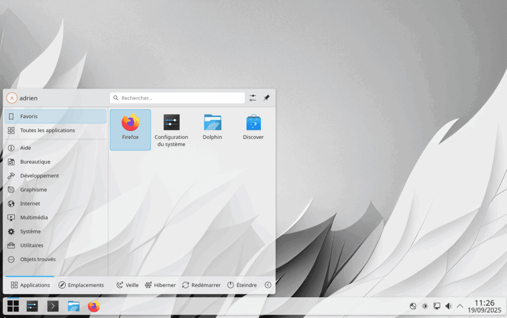 bureau et le menu des applications ArchEasy