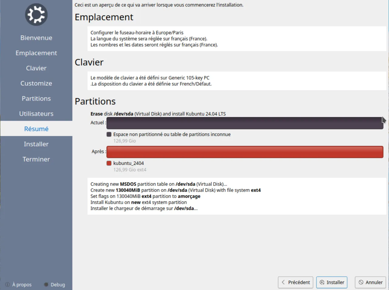 commencer installation Kubuntu