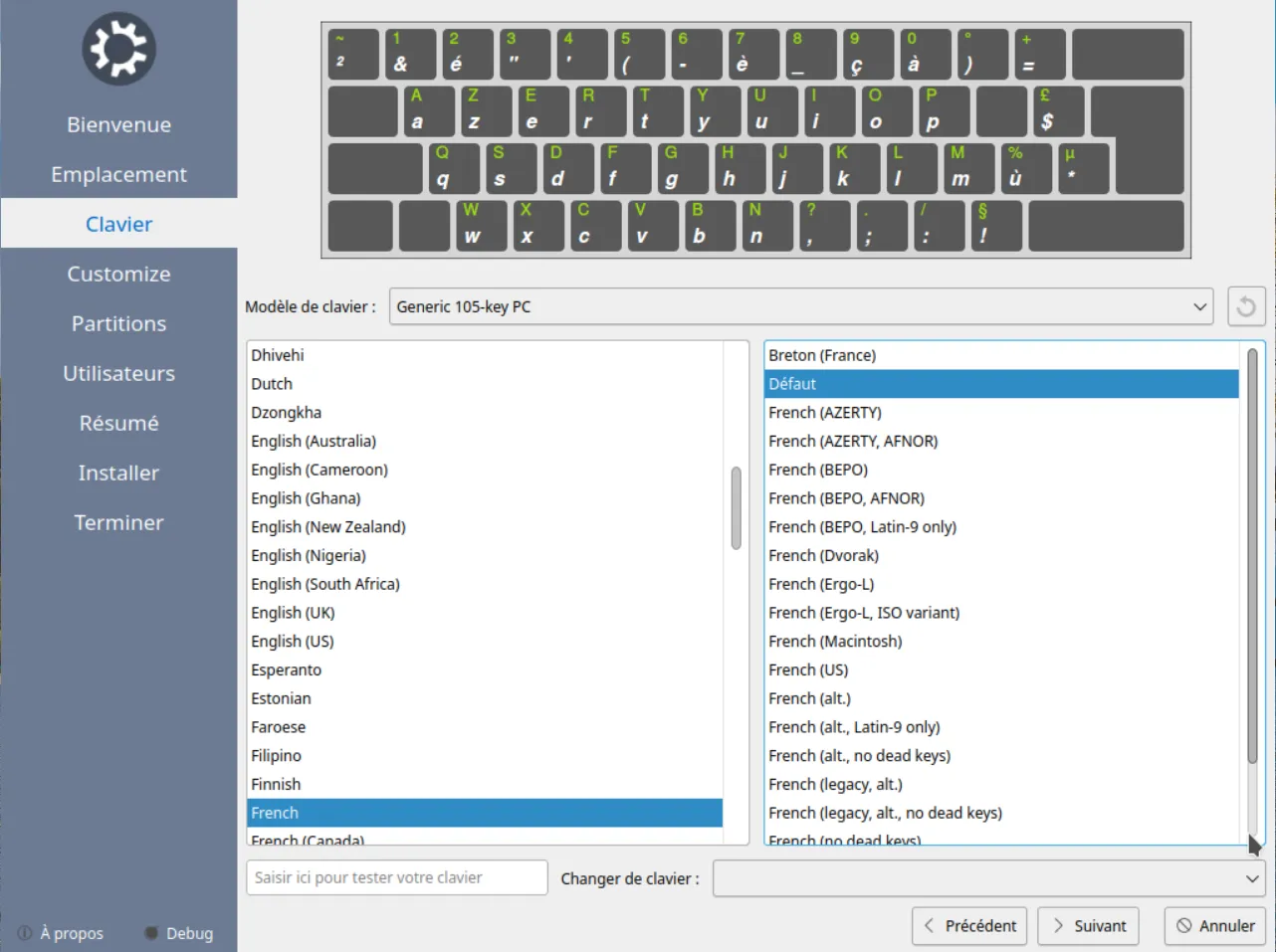 modifier clavier installation Kubuntu