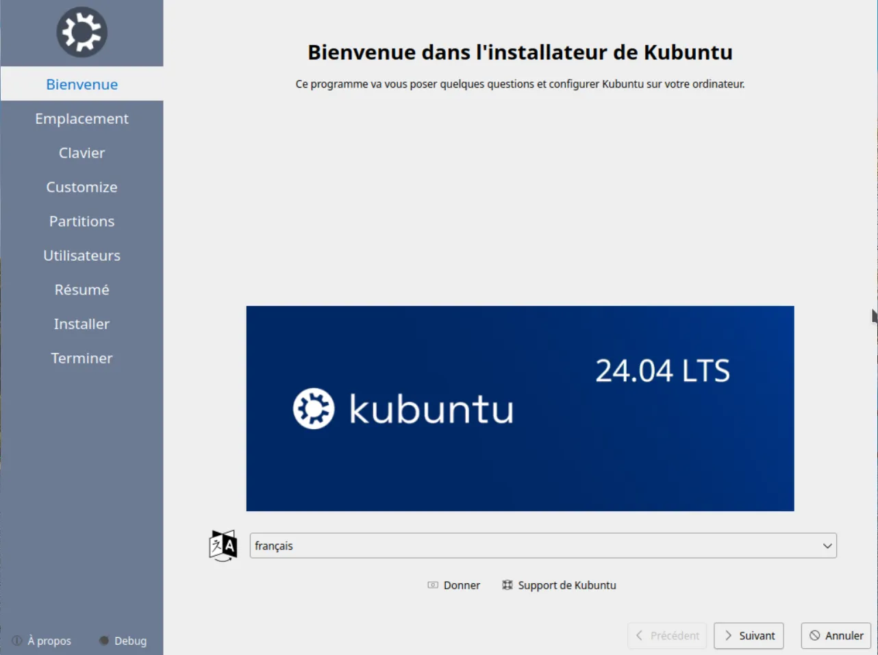 modifier langue installation Kubuntu