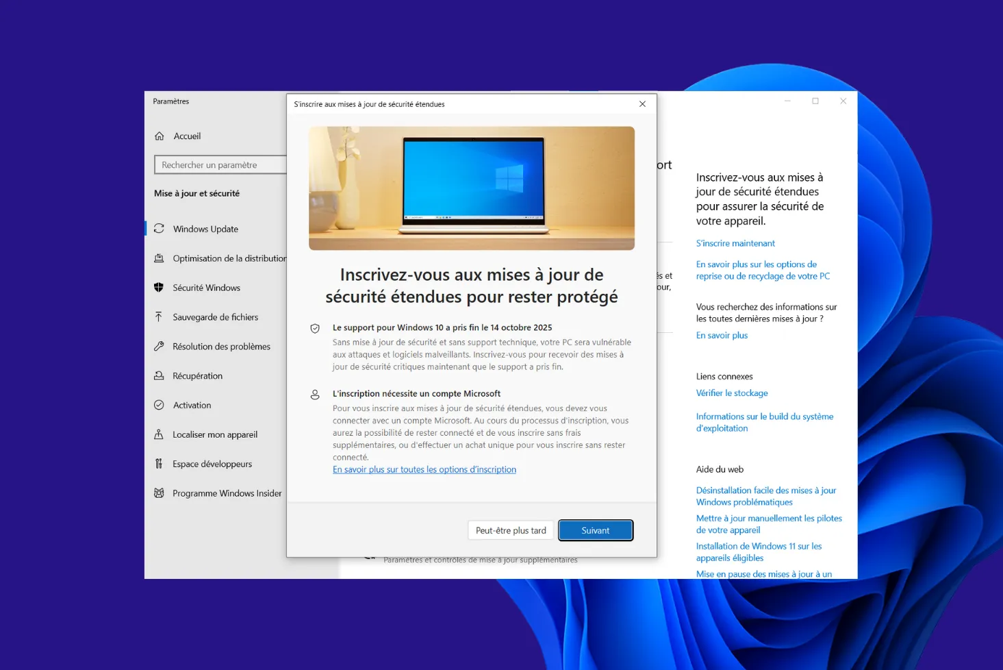 Forcer l’inscription à ESU sur Windows 10 si votre PC n’affiche pas le bouton
