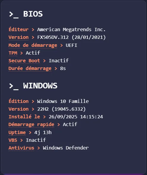diagnostic bios et système d'exploitation