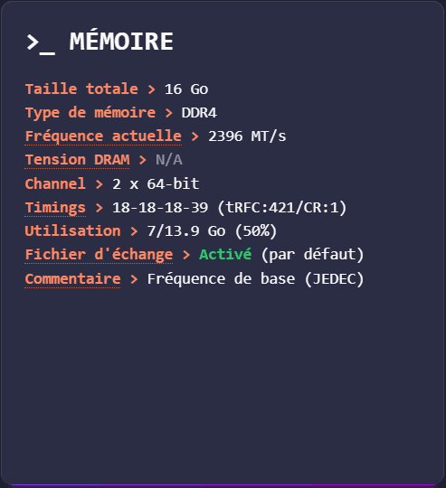diagnostic de la mémoire vive