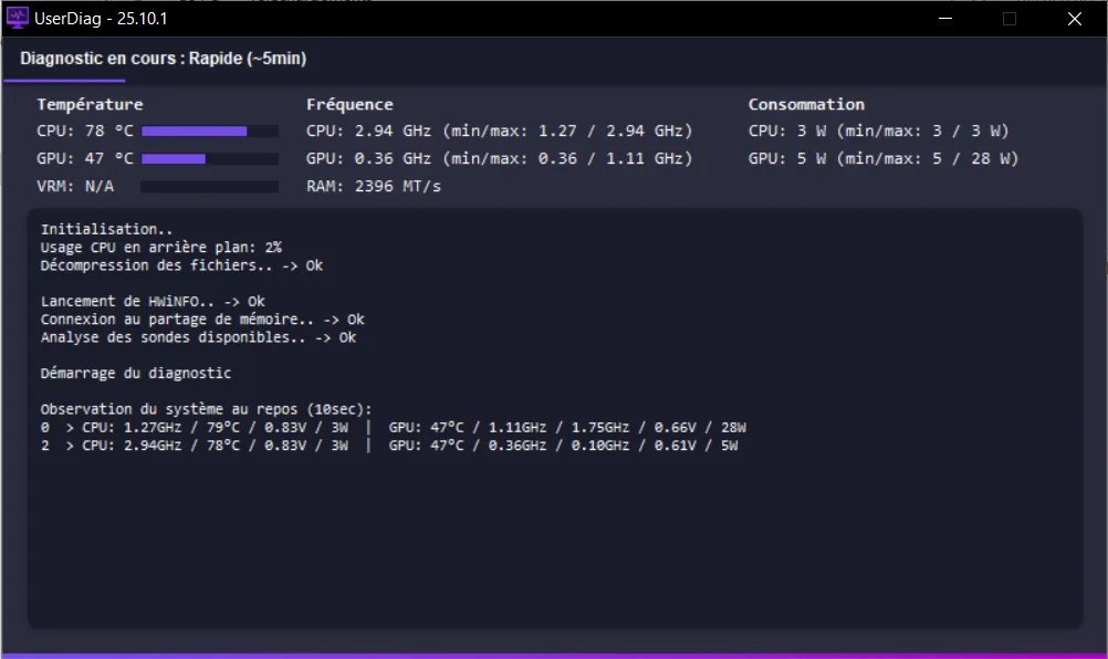 diagnostic en cours userdiag sur Windows 10