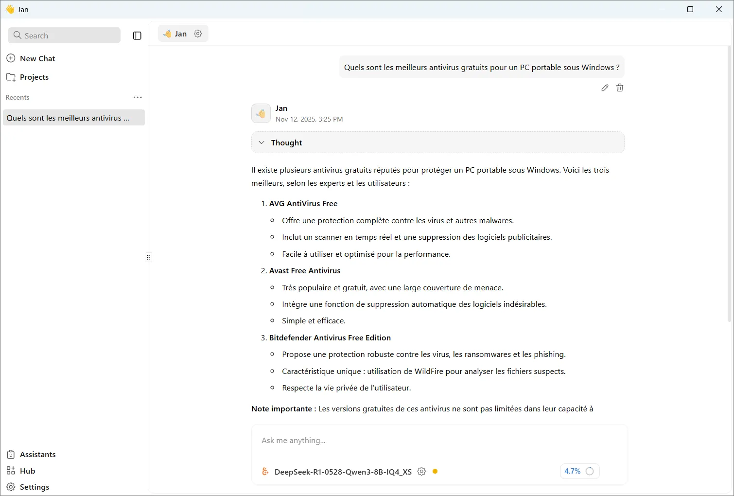 Jan AI L'application locale qui fait de votre PC un véritable assistant intelligent