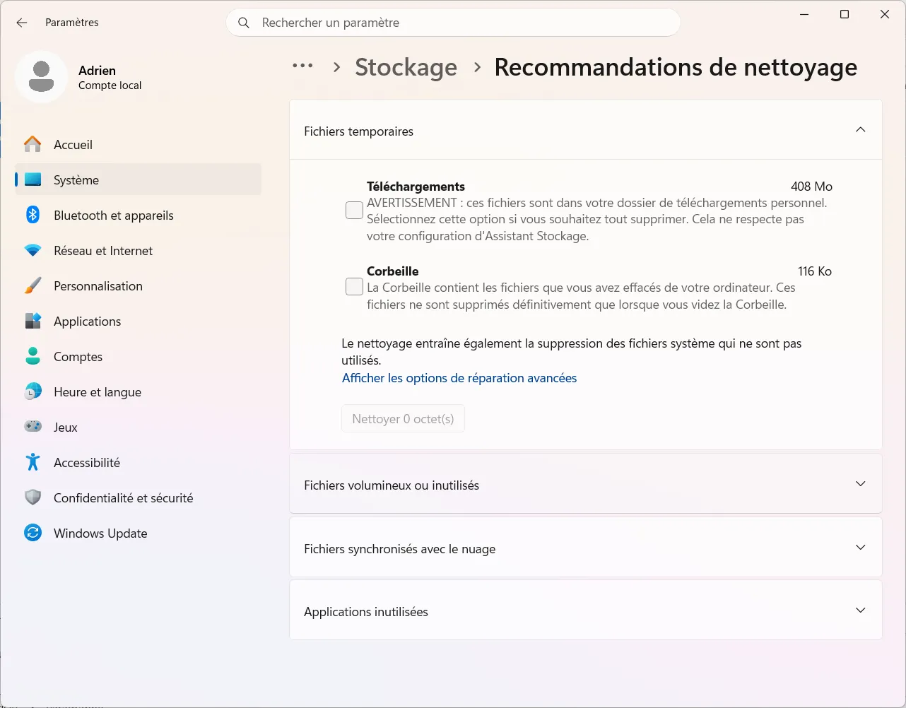 Storage Sense, the native tool built into Windows