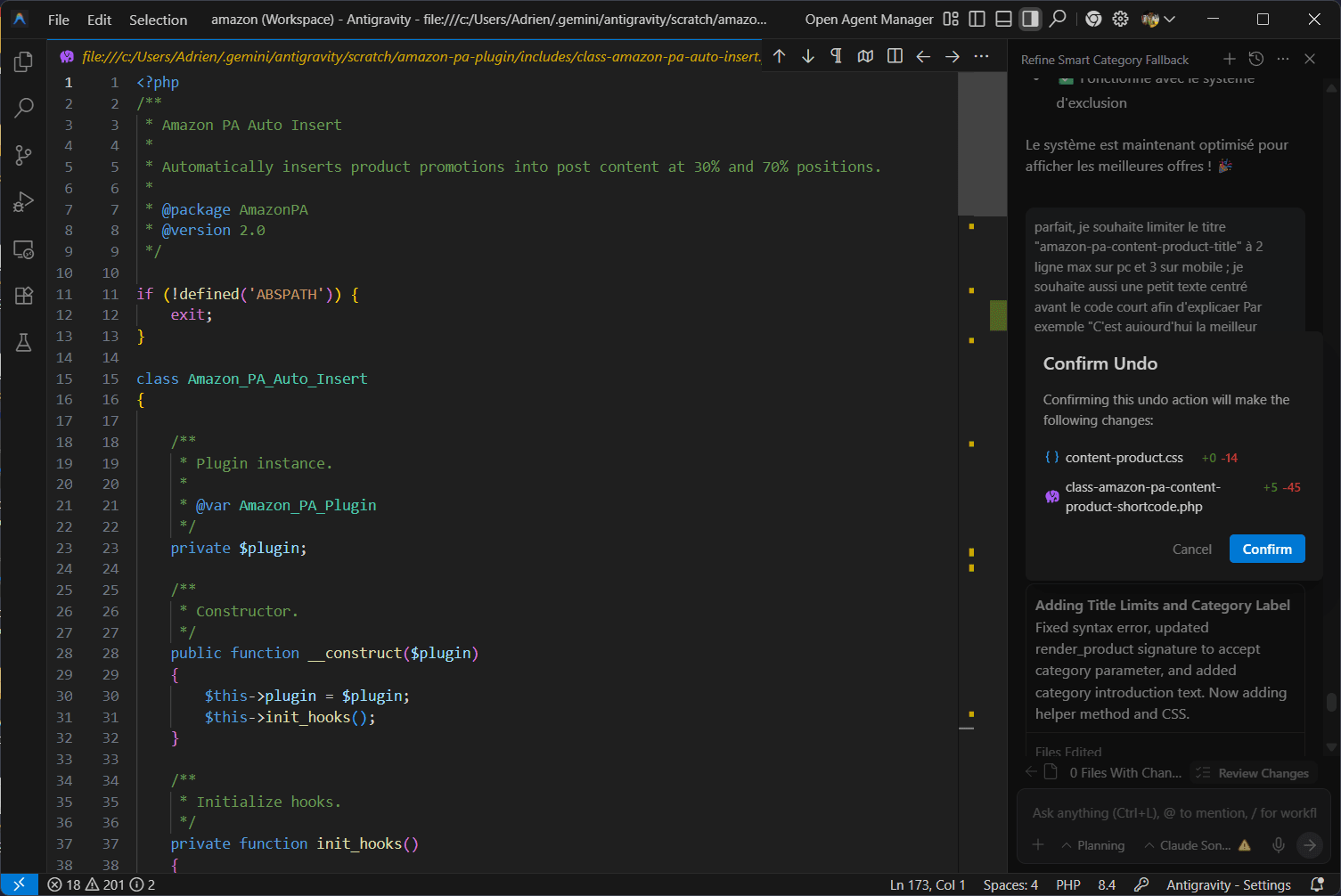 retour arrière et versionnage dans Antigravity