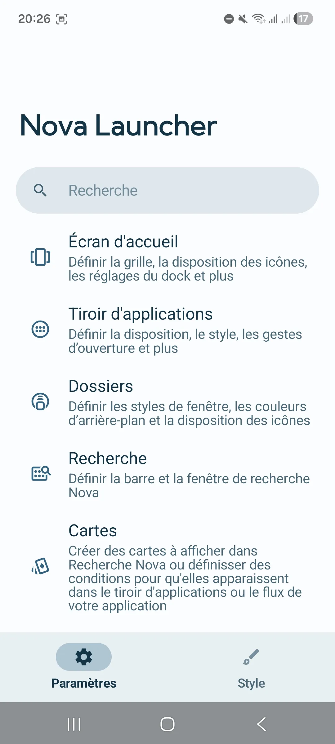 Configuration des paramètres et personnalisation de Nova Launcher