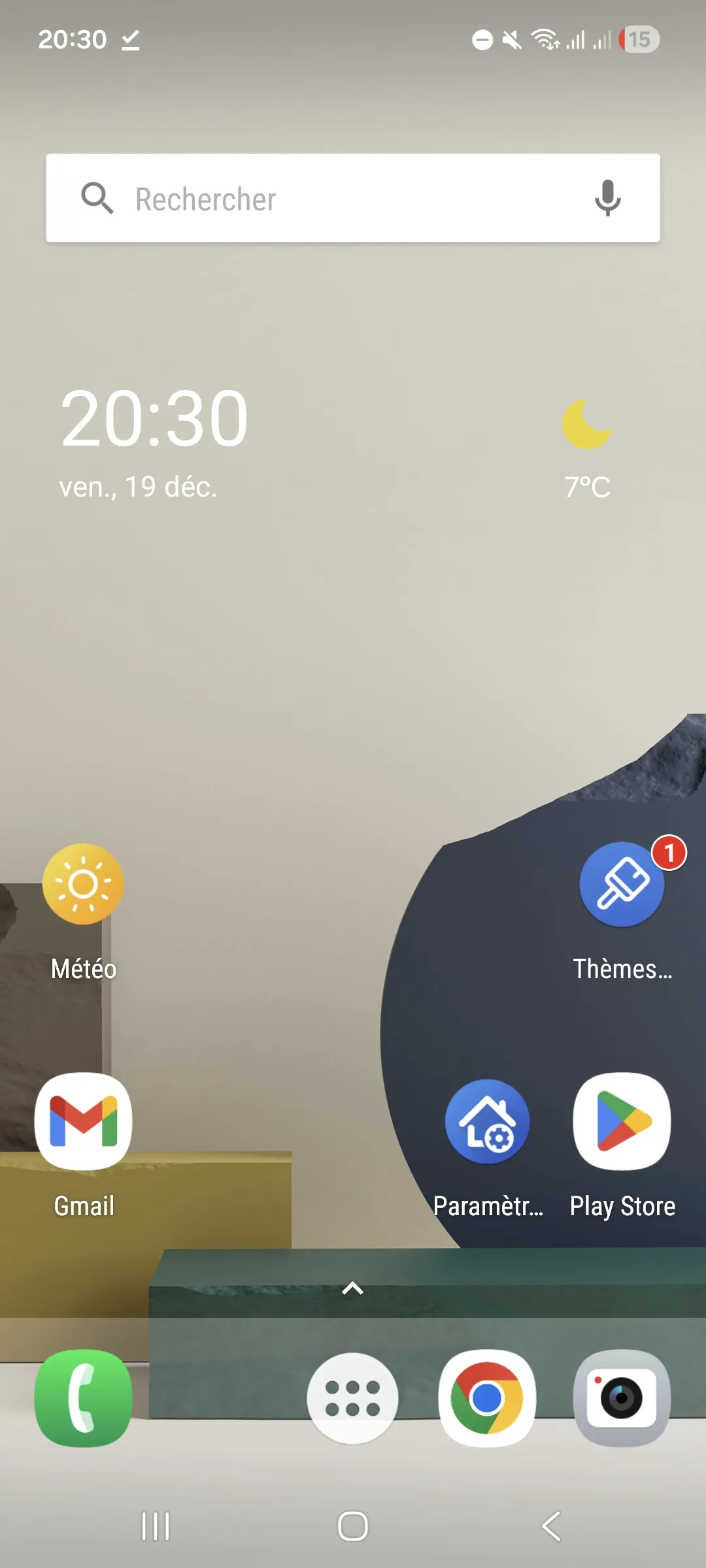 Écran d'accueil Apex Launcher sur un Samsung A53 5G