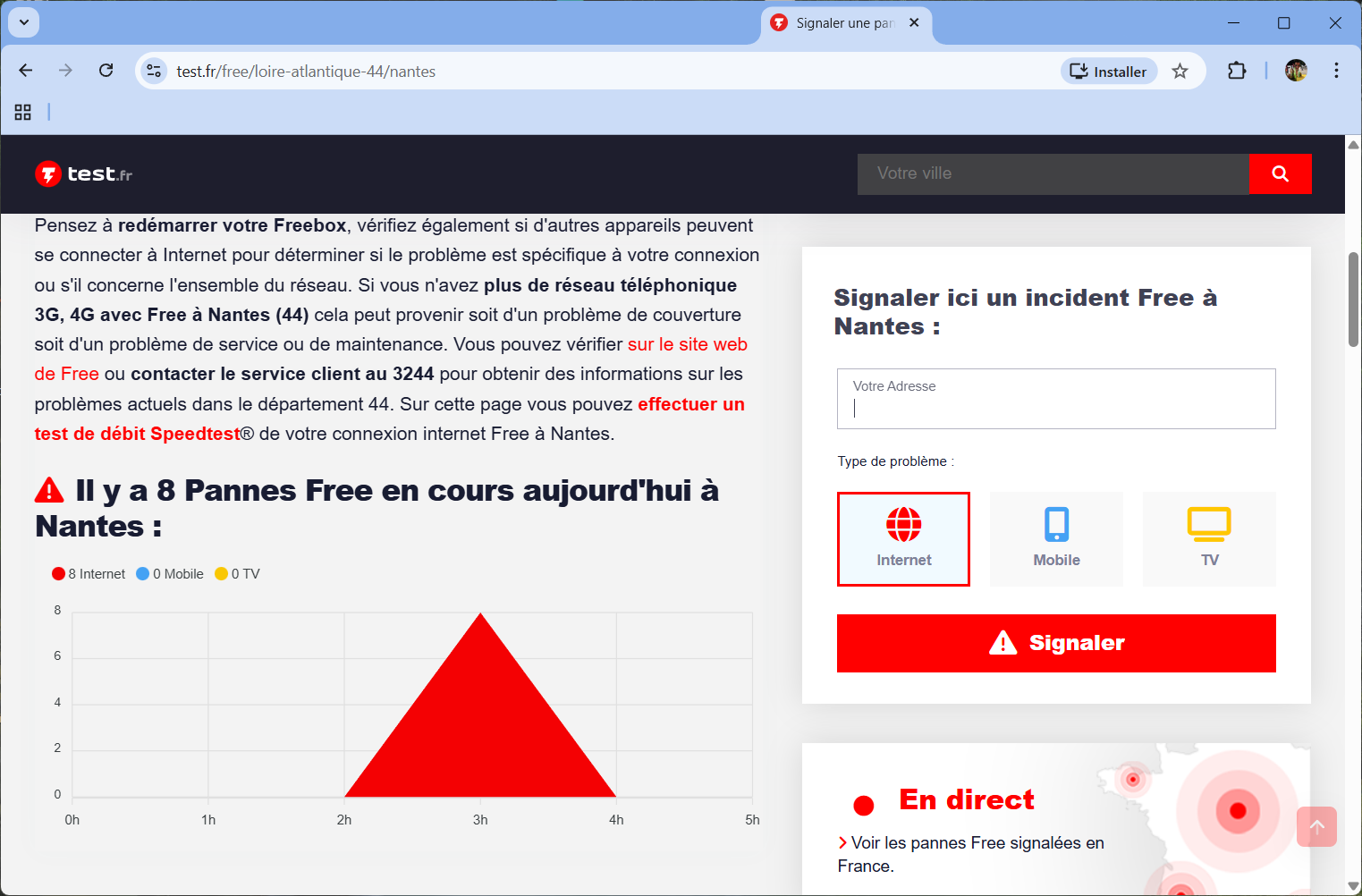 Signaler votre panne Free sur test.fr