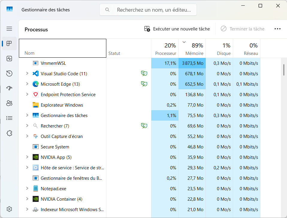 Trouver ce qui utilise la m&eacute;moire dans le gestionnaire des t&acirc;ches