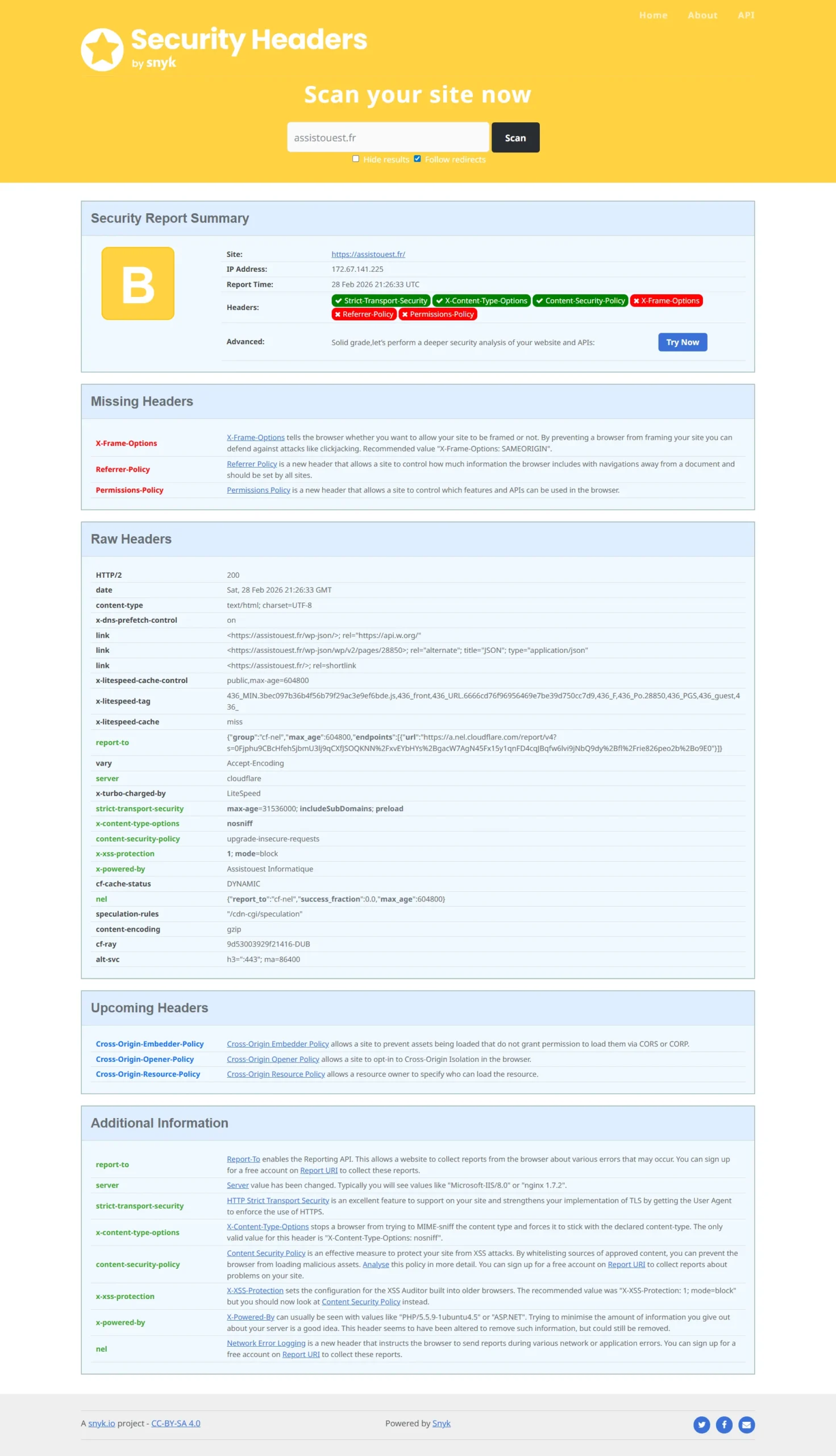 Configurer correctement les en-têtes HTTP de sécurité