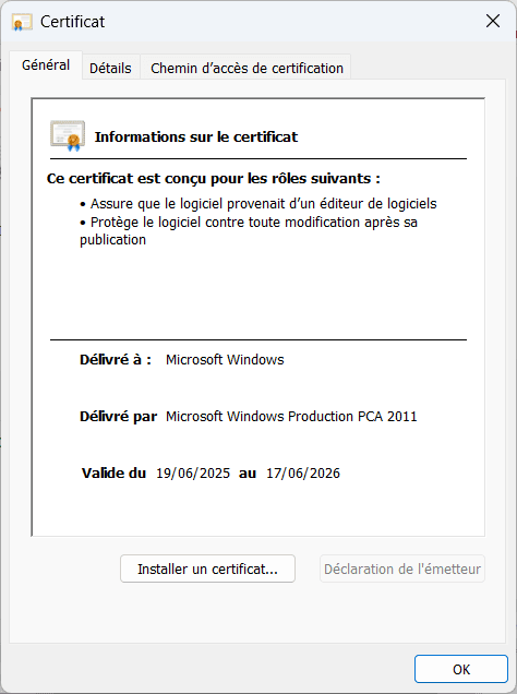 Le certificat SecureBoot CA 2023 n'est pas installé sur mon PC Windows.