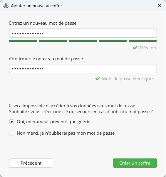 crea una contraseña segura para proteger tu caja fuerte