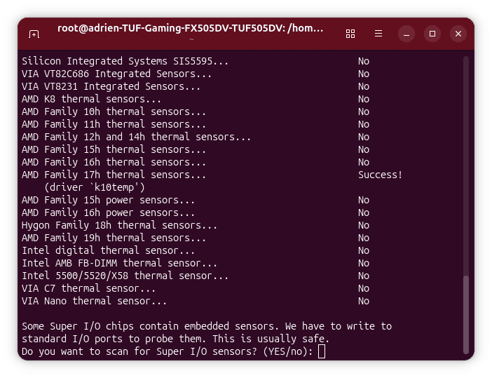 configurer les capteurs sensors