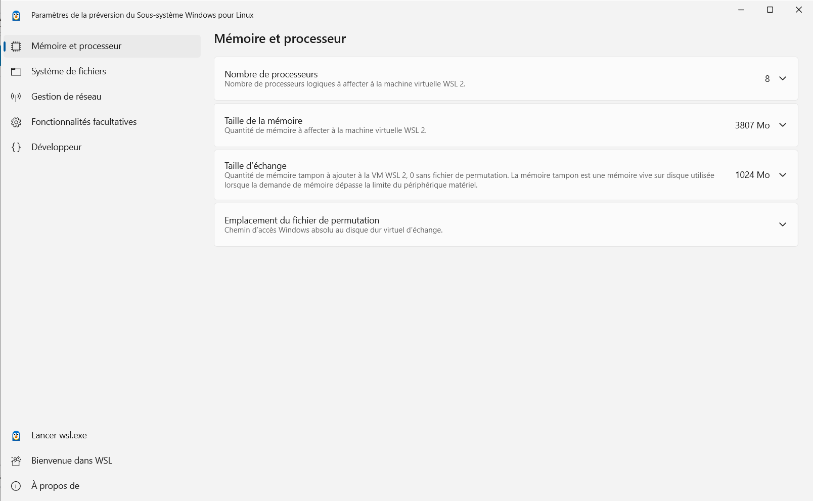 Une interface graphique pour vos paramètres WSL