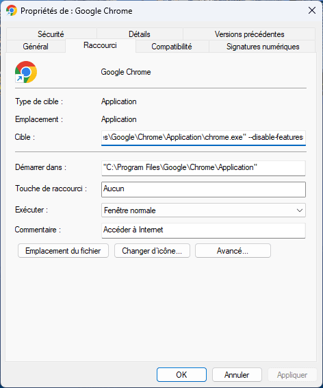 activer le support manifest V2 pour Google Chrome via un simple raccourci sur le Bureau