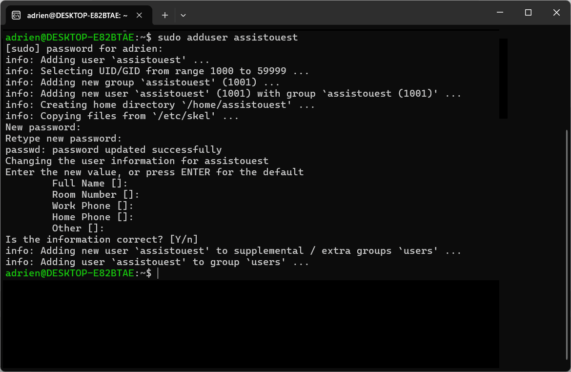cr&eacute;er un compte utilisateur sur debian et Ubuntu