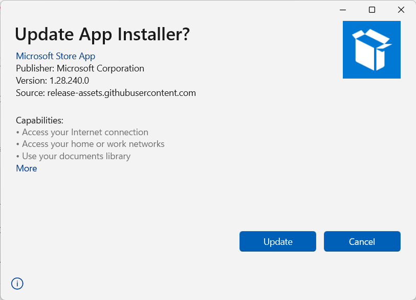 installer winget depuis le package d'installation