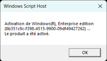 la nouvelle cl&eacute; de produit &agrave; &eacute;t&eacute; activ&eacute; Windows 11 Entreprise