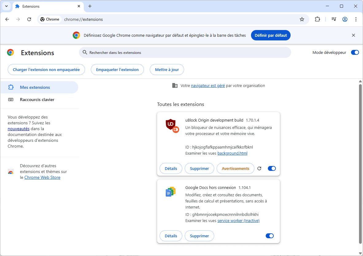uBlock Origin est bien installé sur Google Chrome