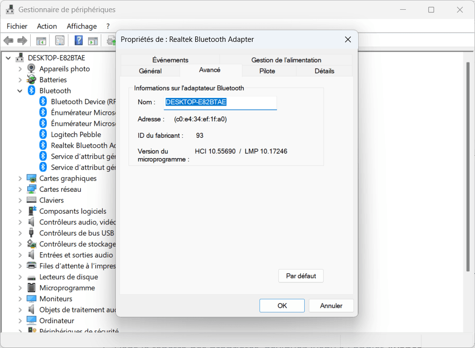 vérifier la version du microprogramme de votre bluetooh