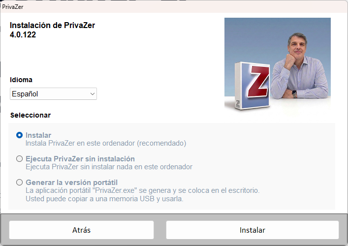 instale Privazer en su ordenador o como versi&oacute;n port&aacute;til en una llave USB